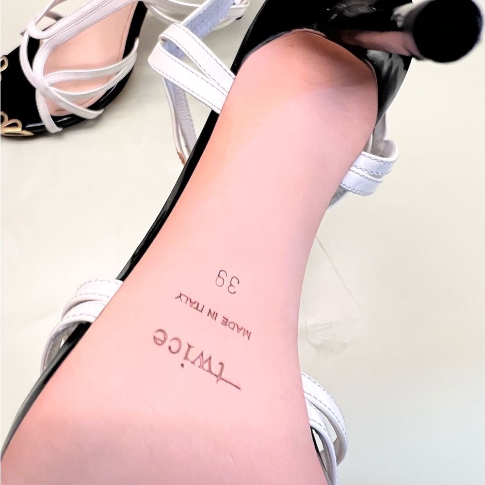 Ice Silver and Black Strappy Heels - Picture 6 of 12
